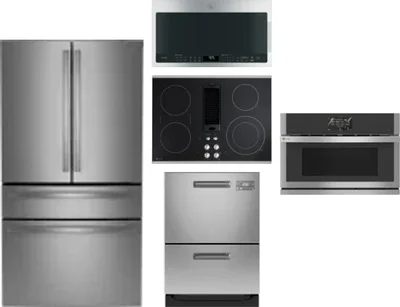 5 Piece Package Includes Refrigerator, Cooktop, Wall Oven, Microwave And Dishwasher